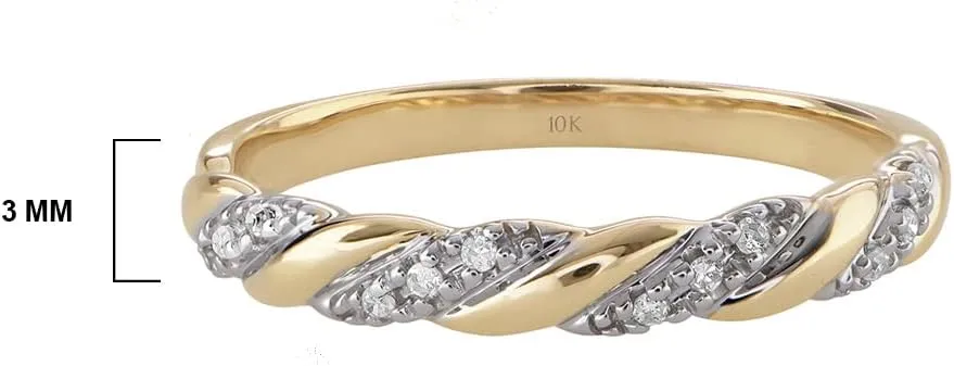 Brilliant Expressions 10K or 14K Yellow, Rose or White Gold Diamond-Accent Twist Promise Ring, Anniversary Ring or Wedding Band for Women; Promise Rings for Her, Gold Rings for Women