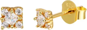 CAITLYNMINIMALIST 18K Gold Plated Sterling Silver CZ Diamond Classic Dainty Bridal Wedding Stud Earrings for Women