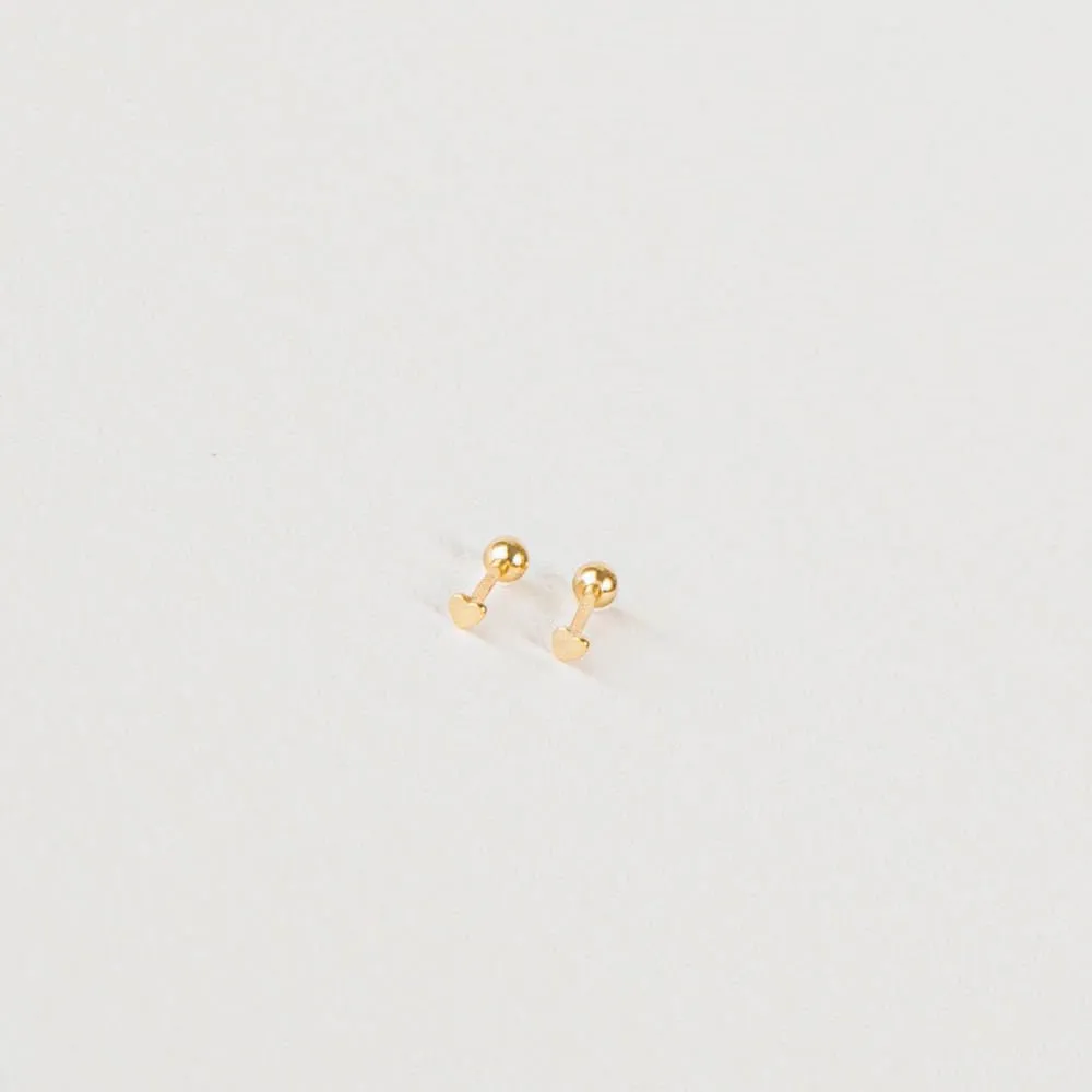 CAITLYNMINIMALIST 18K Gold Plated Sterling Silver Tiny Dainty Classic Solid Heart Stud Earrings for Women Gift for Her