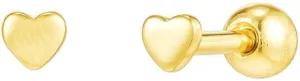 CAITLYNMINIMALIST 18K Gold Plated Sterling Silver Tiny Dainty Classic Solid Heart Stud Earrings for Women Gift for Her