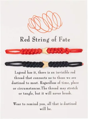 Caiyao 2Pcs Handmade 7 Knots Red String of Fate Protection Good Luck Bracelet Set Adjustable Kabbalah Braide Rope Long Distance Relationship Bracelet for Women Men Amulet Jewelry