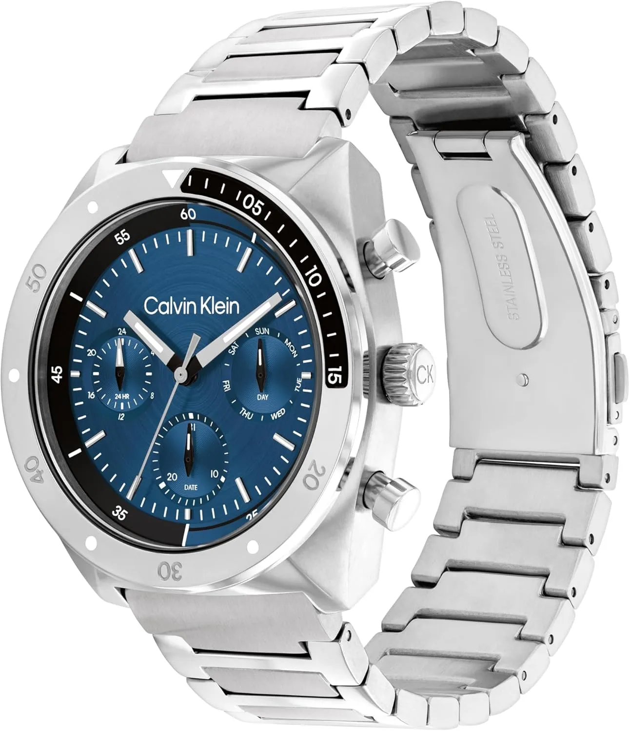 Calvin Klein Men's CK Flex - 42mm Multifunction Watch - Sporty Stainless Steel Bracelet - Water Resistant up to 50 Meters  Premium Fashion Timepiece with a Bold Look - Gift for Him