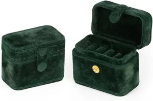 CASEGRACE Velvet Travel Jewelry Case, Portable Small Jewelry Ring Box Plush Velvet Ring Storage Case for Rings Earrings, Travel Essential Accessories for Women