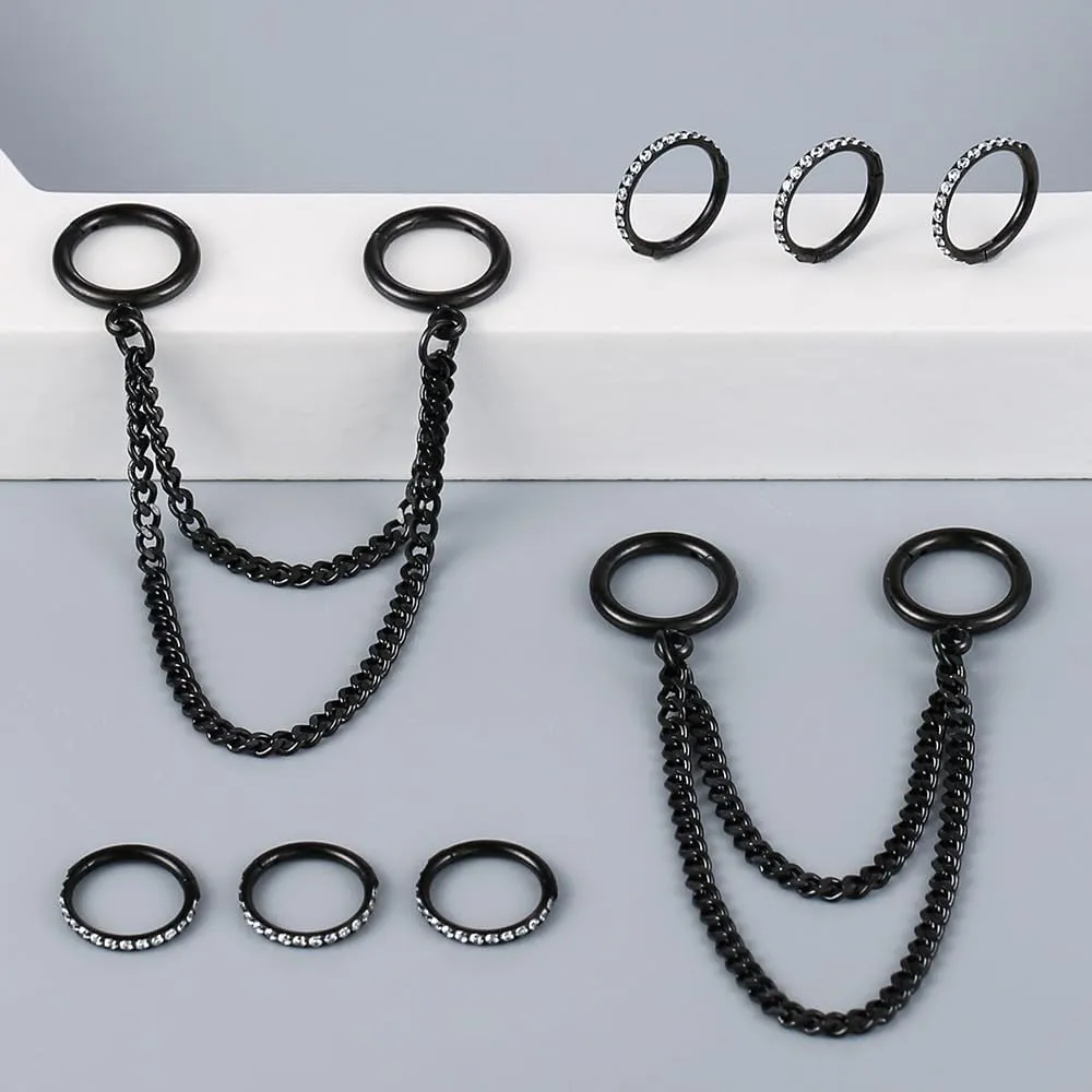 Casvort 14G Seamless Septum Piercing Rings Segment Tragus Hoop Rings 316 Surgical Stainless Steel Helix Ring Stacks for Stretched Ear Lobe Clickers Ear Hangers Body Jewelry