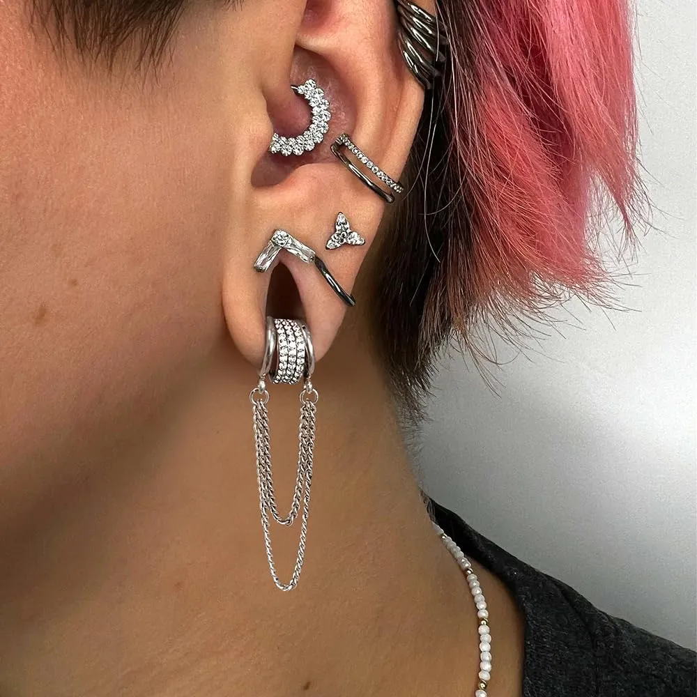 Casvort 14G Seamless Septum Piercing Rings Segment Tragus Hoop Rings 316 Surgical Stainless Steel Helix Ring Stacks for Stretched Ear Lobe Clickers Ear Hangers Body Jewelry
