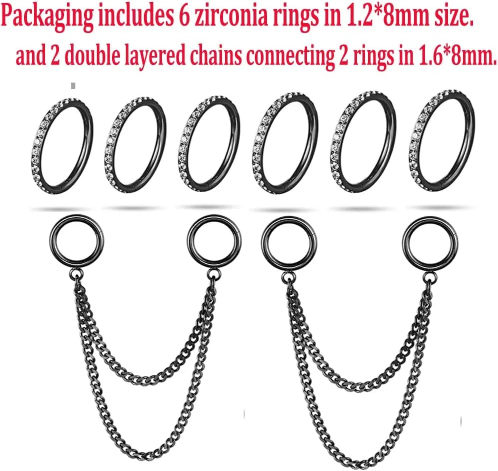 Casvort 14G Seamless Septum Piercing Rings Segment Tragus Hoop Rings 316 Surgical Stainless Steel Helix Ring Stacks for Stretched Ear Lobe Clickers Ear Hangers Body Jewelry