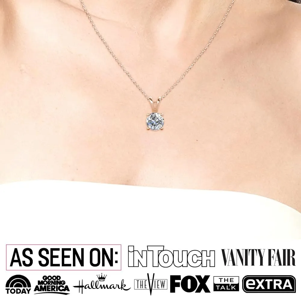 Cate & Chloe Faye Loyal Solitaire Pendant Necklace, Women's 18k White Gold Plated Necklace with Large Sparkling Solitaire Round Cut Crystal, Silver Pendant Necklace for Women