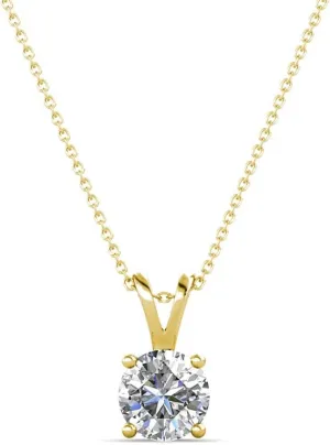 Cate & Chloe Faye Loyal Solitaire Pendant Necklace, Women's 18k White Gold Plated Necklace with Large Sparkling Solitaire Round Cut Crystal, Silver Pendant Necklace for Women