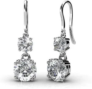 Cate & Chloe Kadence White Gold Dangle Earrings, 18k White Gold Plated Earrings with Crystals, Women's Round Cut Crystal Earrings