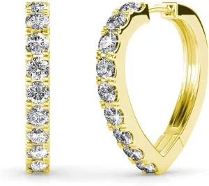 Cate & Chloe Waverly Carefree 18k White Gold Plated Chandelier Hoop Earrings with Crystals