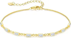 CDE 925 Sterling Silver Birthstone Bracelets for Women Dainty Simple Link Charm Infinity Tennis Bracelet Birthday Anniversary Valentine's Mother's Day Gifts for Mom Wife Her, Chain Length 6.7 1.6