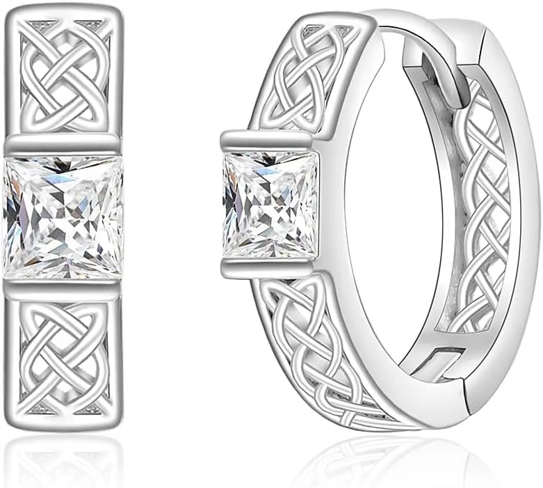 Celtic Knot Paw Print Heart Owl Halloween Skull Skeleton Hoop Earrings for Women 925 Sterling Silver Cubic Zirconia Hypoallergenic Earring for Womens Gifts