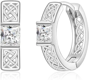 Celtic Knot Paw Print Heart Owl Halloween Skull Skeleton Hoop Earrings for Women 925 Sterling Silver Cubic Zirconia Hypoallergenic Earring for Womens Gifts
