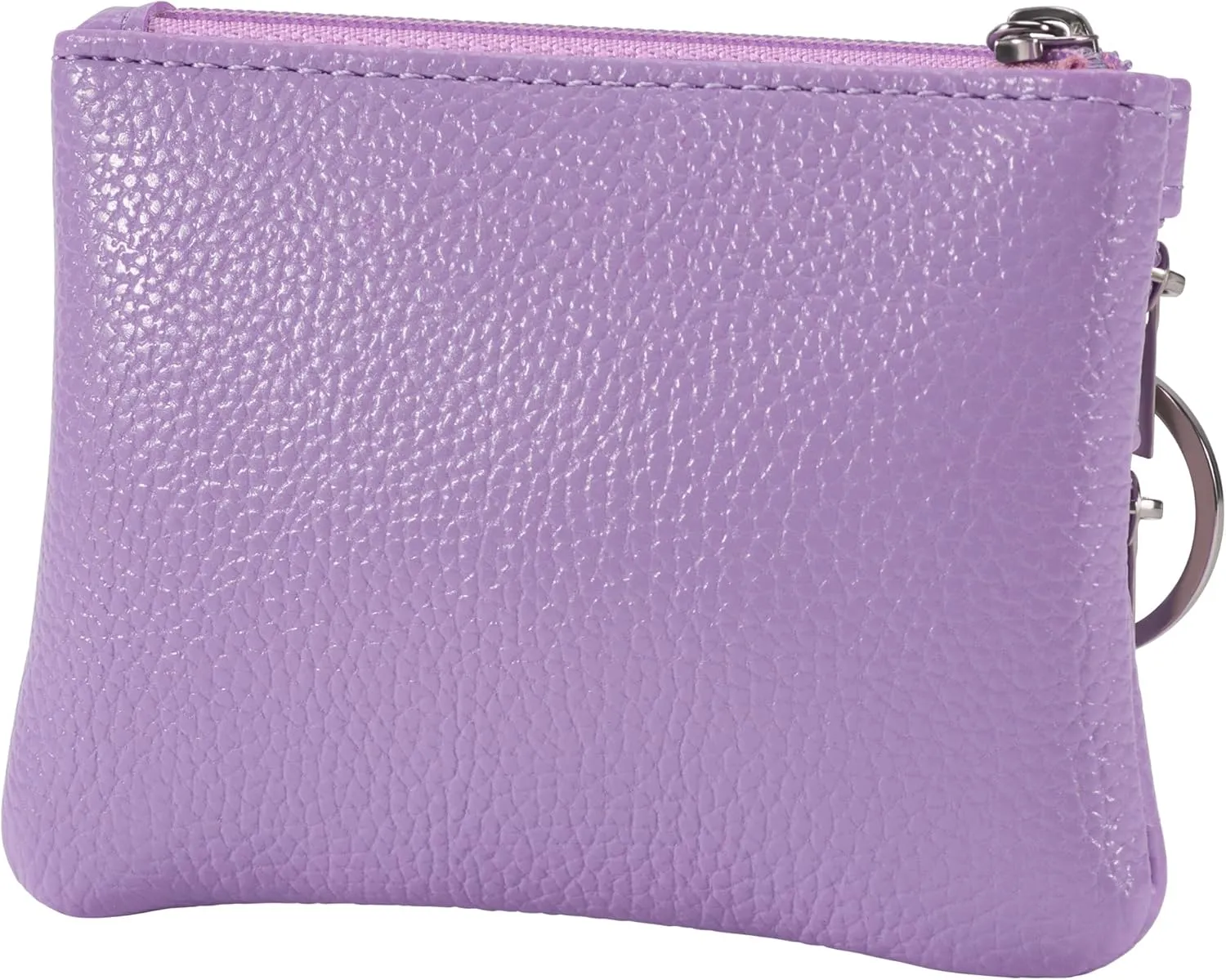 Chelmon 2 Pack Coin Purse Pouch Change Card Holder Small Wallet with Keychain for Women and Men (Light Purple & Light Purple)