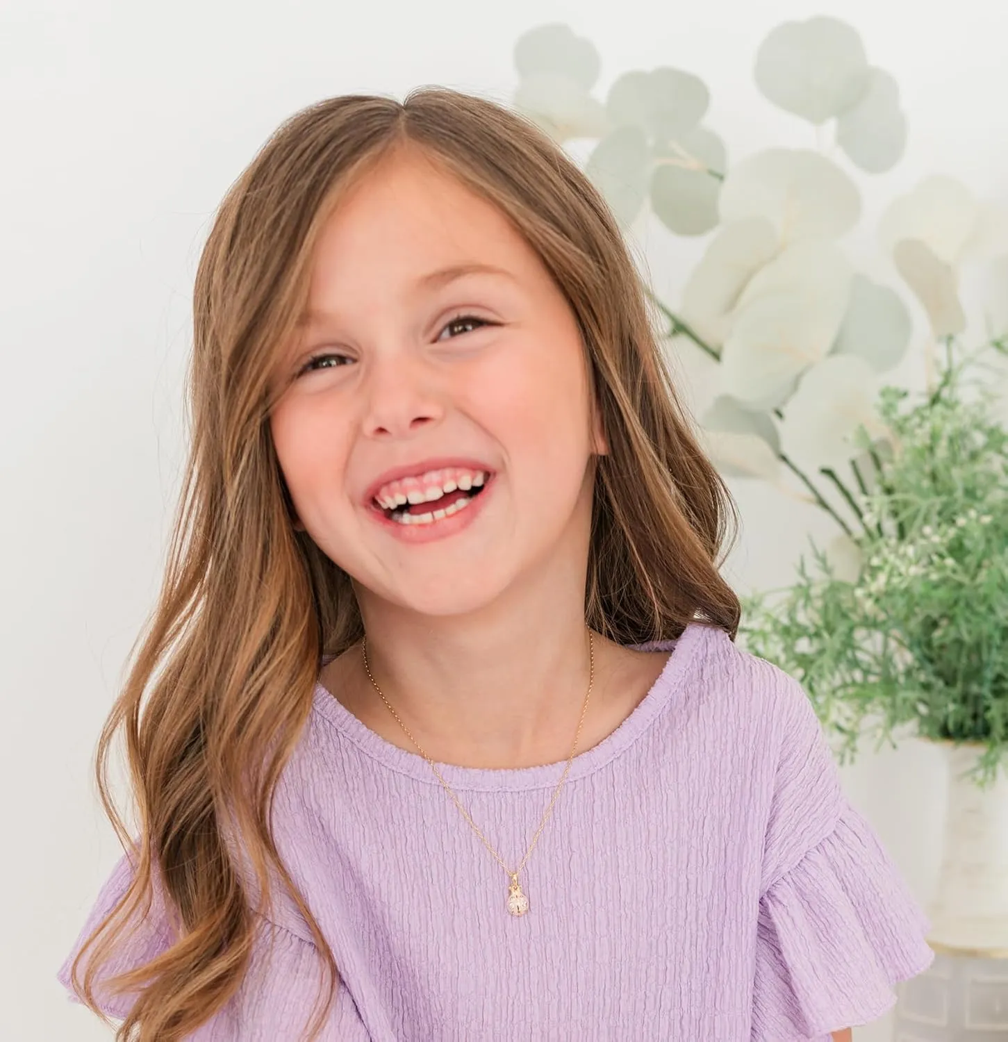 Cherished Moments' Children's 14K Gold Plated and Sterling Silver Pink Ladybug Pendant Necklace for Little Girls, Toddlers, and Kids