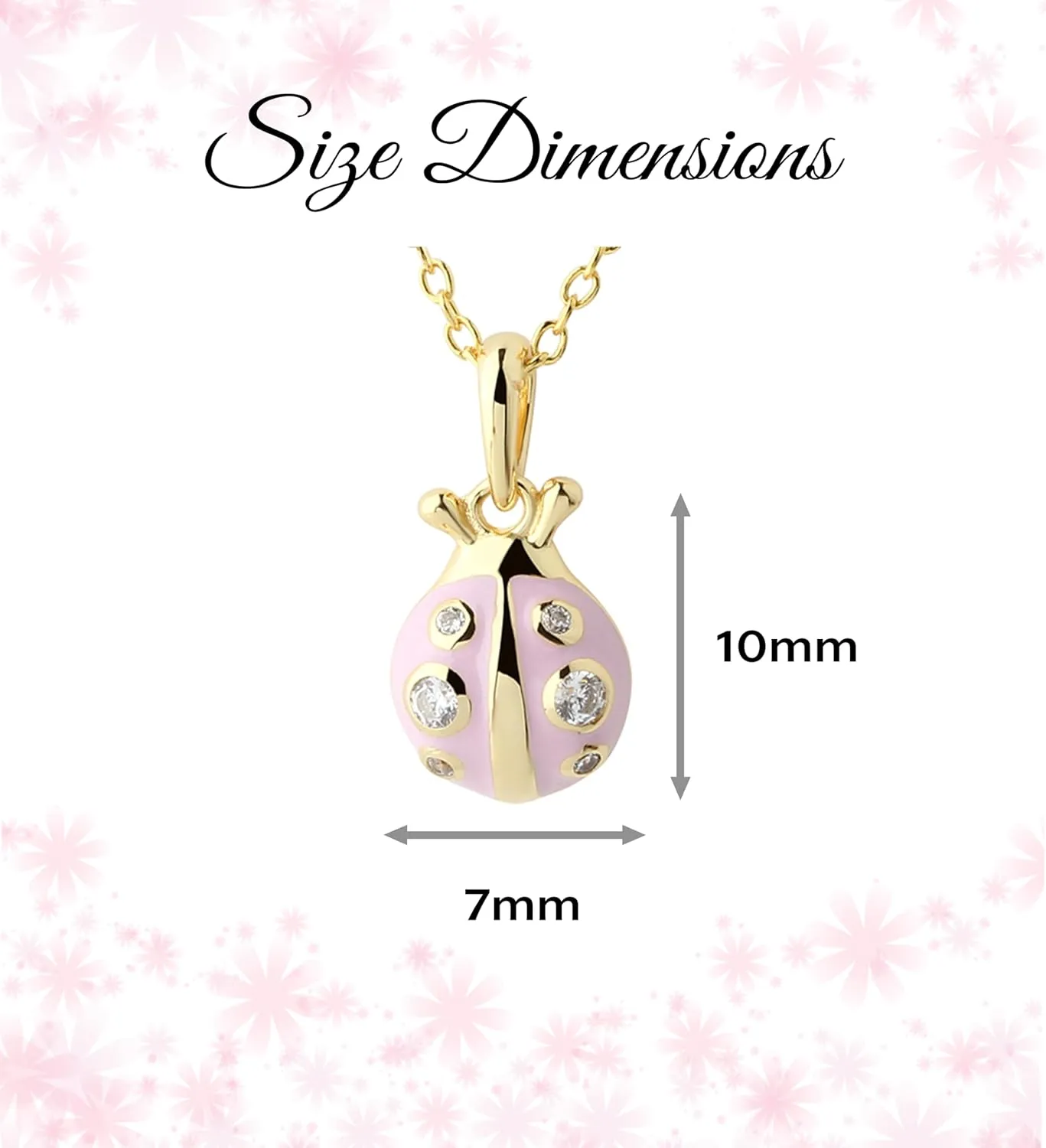 Cherished Moments' Children's 14K Gold Plated and Sterling Silver Pink Ladybug Pendant Necklace for Little Girls, Toddlers, and Kids