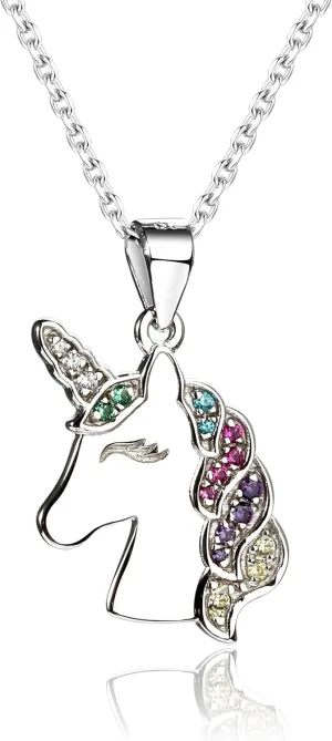 Cherished Moments Girl's Sterling Silver Unicorn Necklace with Sparkling CZs