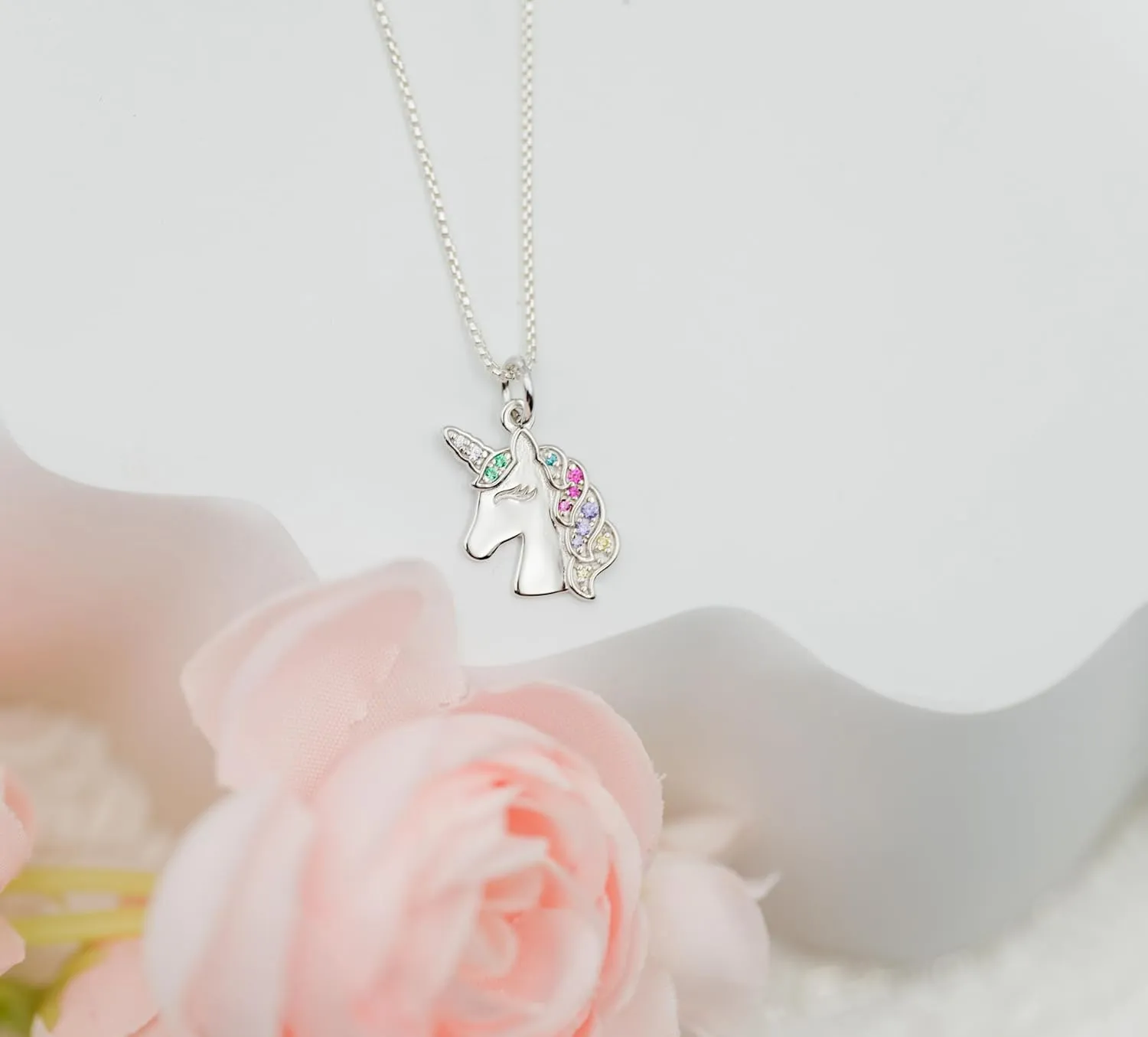 Cherished Moments Girl's Sterling Silver Unicorn Necklace with Sparkling CZs