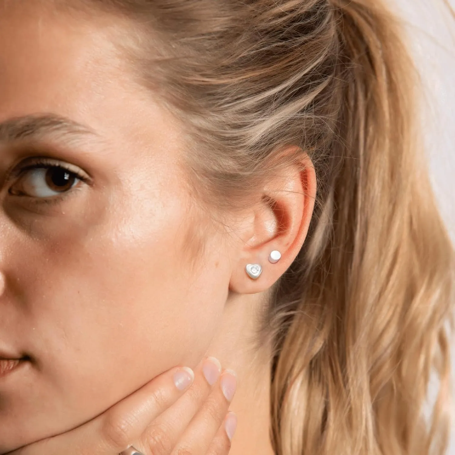 CHIC & ARTSY 2 Pairs Stud Earrings Set,Hypoallergenic 925 Sterling Silver Cubic Zirconia Stud Earrings for Women Dainty Piercing Stud Earrings Set Jewelry