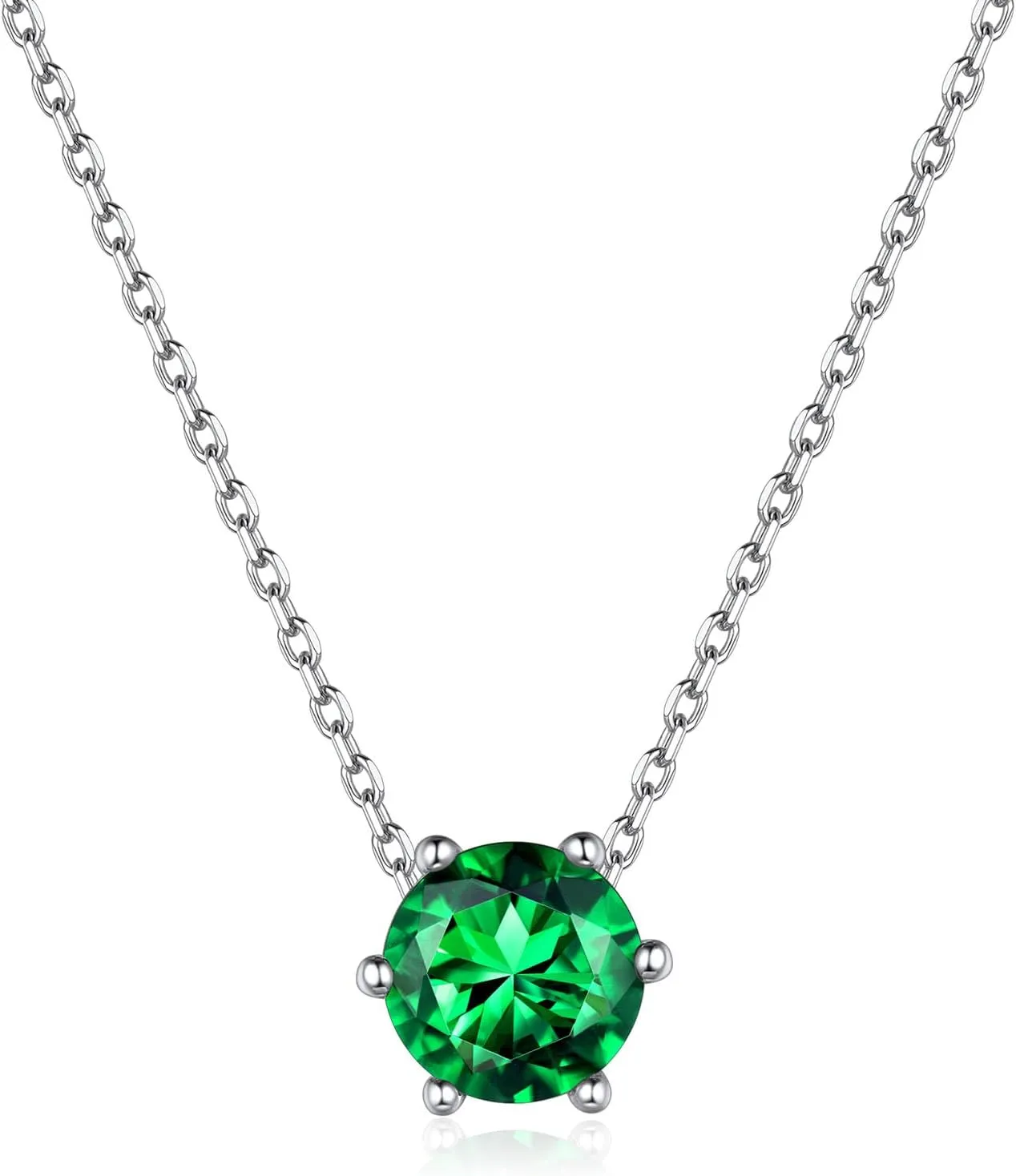 ChicSilver 925 Sterling Silver 12 Months Sparkling Round Cut Created Birthstone Pendant Necklace, 16 Inch Rolo Chain (with Gift Box)