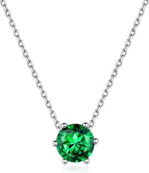 ChicSilver 925 Sterling Silver 12 Months Sparkling Round Cut Created Birthstone Pendant Necklace, 16 Inch Rolo Chain (with Gift Box)