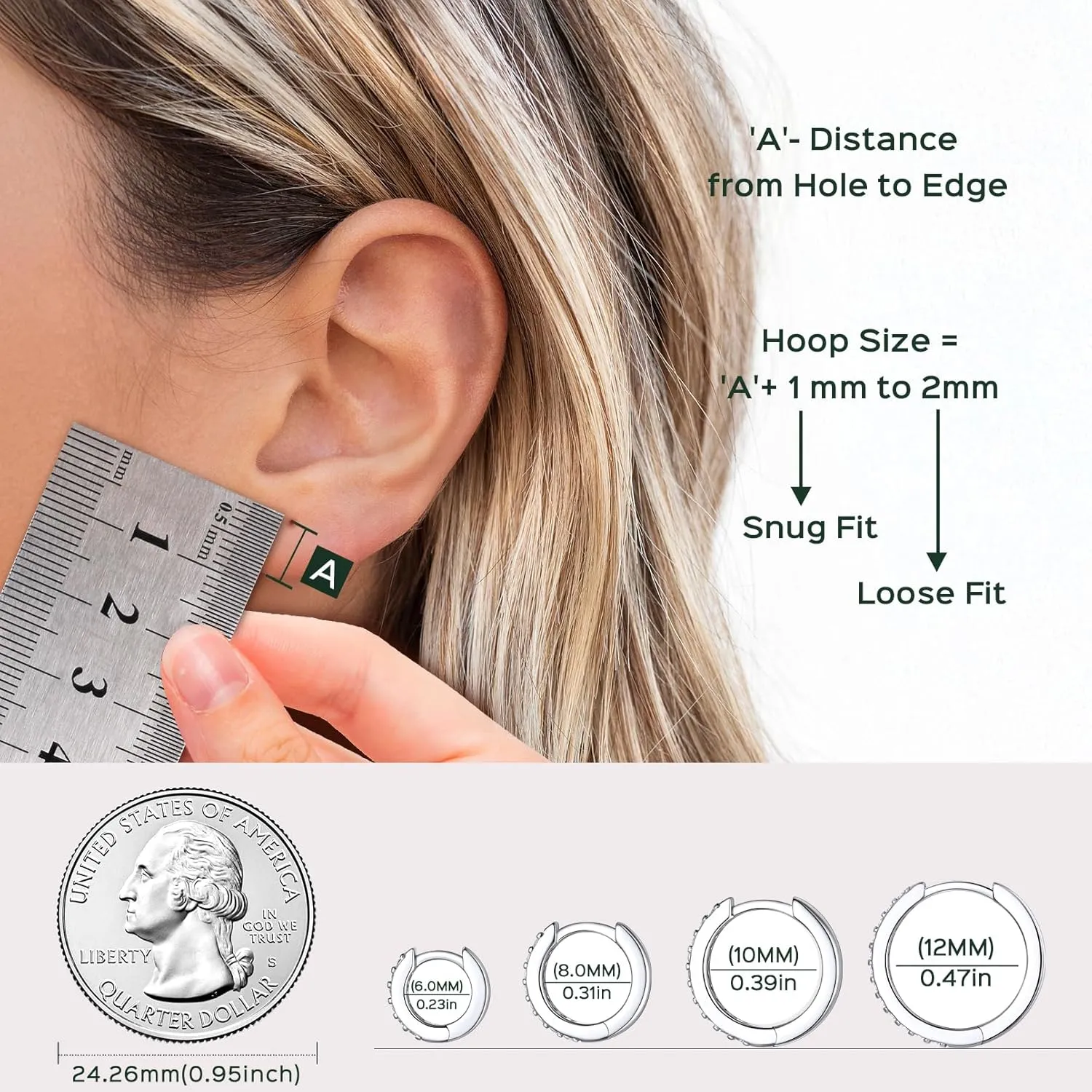 ChicSilver 925 Sterling Silver Small Hoop Earrings for Women Cubic Zirconia Gold Plated Sterling Silver Huggie Hoop Earring Cartilage Earrings Hypoallergenic Lightweight (6mm/8mm/10mm/12mm)