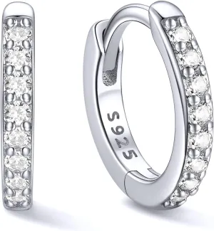 ChicSilver 925 Sterling Silver Small Hoop Earrings for Women Cubic Zirconia Gold Plated Sterling Silver Huggie Hoop Earring Cartilage Earrings Hypoallergenic Lightweight (6mm/8mm/10mm/12mm)