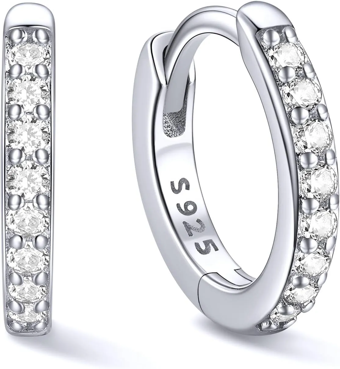 ChicSilver 925 Sterling Silver Small Hoop Earrings for Women Cubic Zirconia Gold Plated Sterling Silver Huggie Hoop Earring Cartilage Earrings Hypoallergenic Lightweight (6mm/8mm/10mm/12mm)