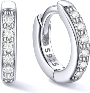 ChicSilver 925 Sterling Silver Small Hoop Earrings for Women Cubic Zirconia Gold Plated Sterling Silver Huggie Hoop Earring Cartilage Earrings Hypoallergenic Lightweight (6mm/8mm/10mm/12mm)