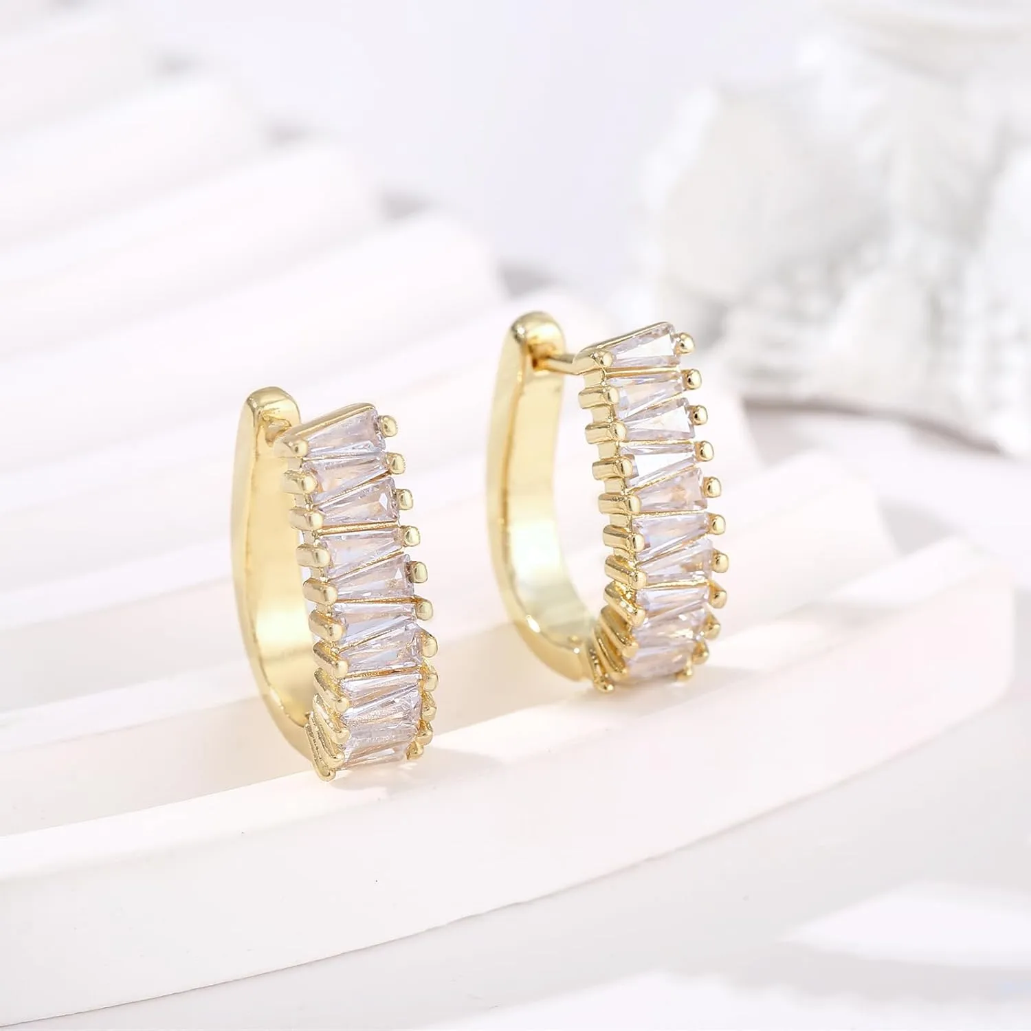 Christmas Gold Earrings for Women,Fashion Christmas Rhinestone Earrings,Holiday Crystal Hoop Earrings Festival Trendy Jewelry