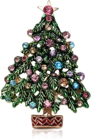 Christmas Tree Brooch Vintage Colored Needle Wedding PartyJewelry Christmas Gifts Sparkling Women's Accessories
