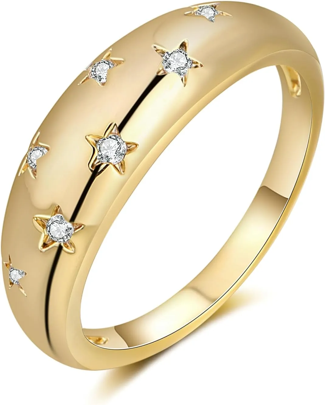 Chunky Gold Rings for Women 14K Gold Plated Dome Ring Croissant Ring Signet Ring for Women Christmas Jewelry Gift