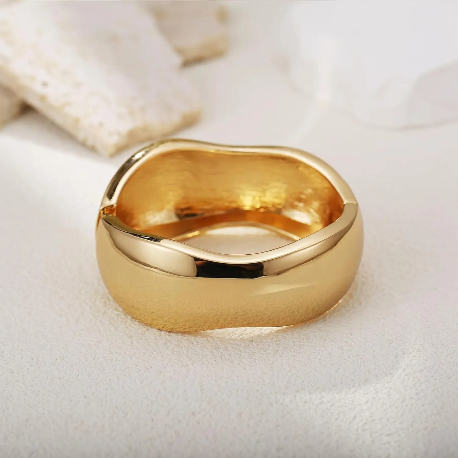 Chunky Gold/Silver Bangle Bracelets for Women Thick Arm Cuff Bangle Bracelet Wrist Wrap Bracelet Jewelry
