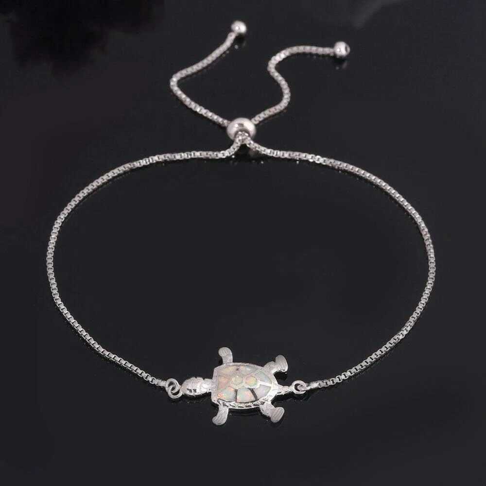 CiNily Adjustable Fire Opal Bracelets for Women Girls White Gold/Rose Gold Plated Gemstone Bracelet Opal Jewelry Gifts