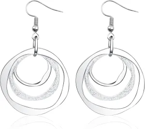 Circle Dangle Earrings for Women Lightweight Minimalist Geometric Hoop Long Drop Earrings for Women Birthday Party