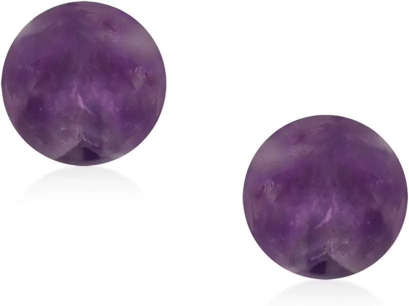 Classic Simple 6MM Circle Design Gemstone Round Ball Stud Earrings for Women Teens .925 Sterling Silver with a Variety of Birthstone Options