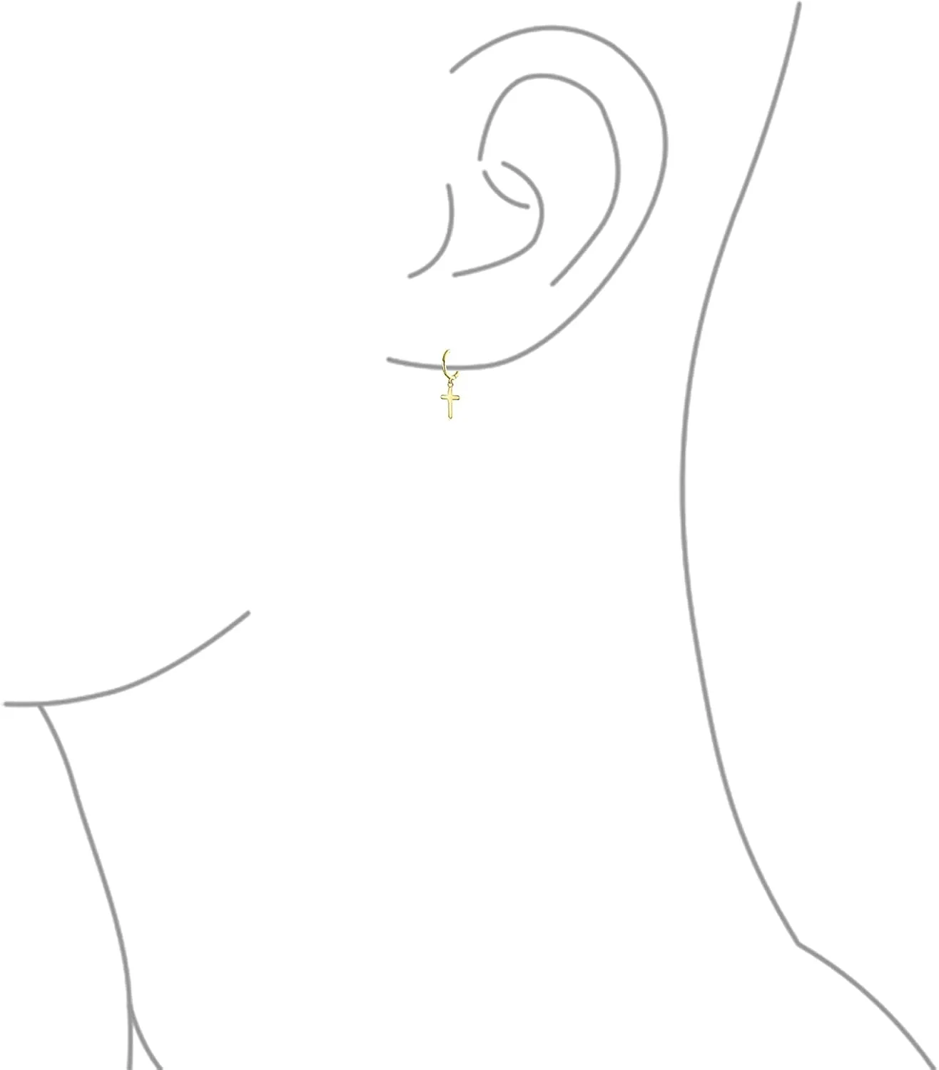 Classic Simple Cuff Drop Dangle Religious Cross Earrings For Women Teen Lever Back Fish Hook Gold Plated .925 Sterling Silver