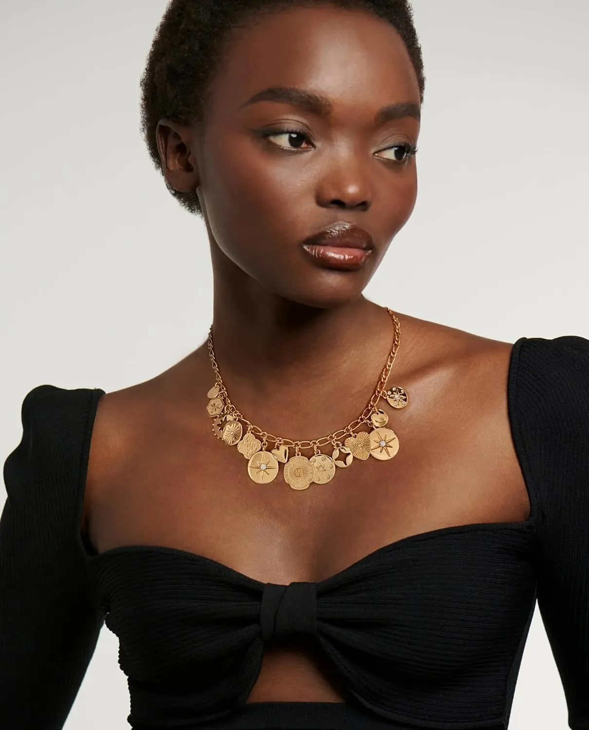 CLASSYZINT Gold Heart Necklace for Women Sun Coin Puff Heart Pendant Necklace Summer Necklace Jewelry Gifts