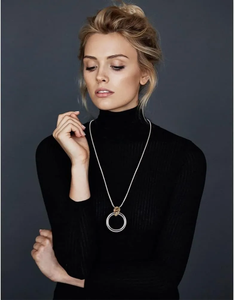CLASSYZINT Long Silver Necklace For Women, Rope Chain Snake Chain With Pendant Necklace | Sweater Necklace | Teacher Gifts | Silver Pendants Necklace