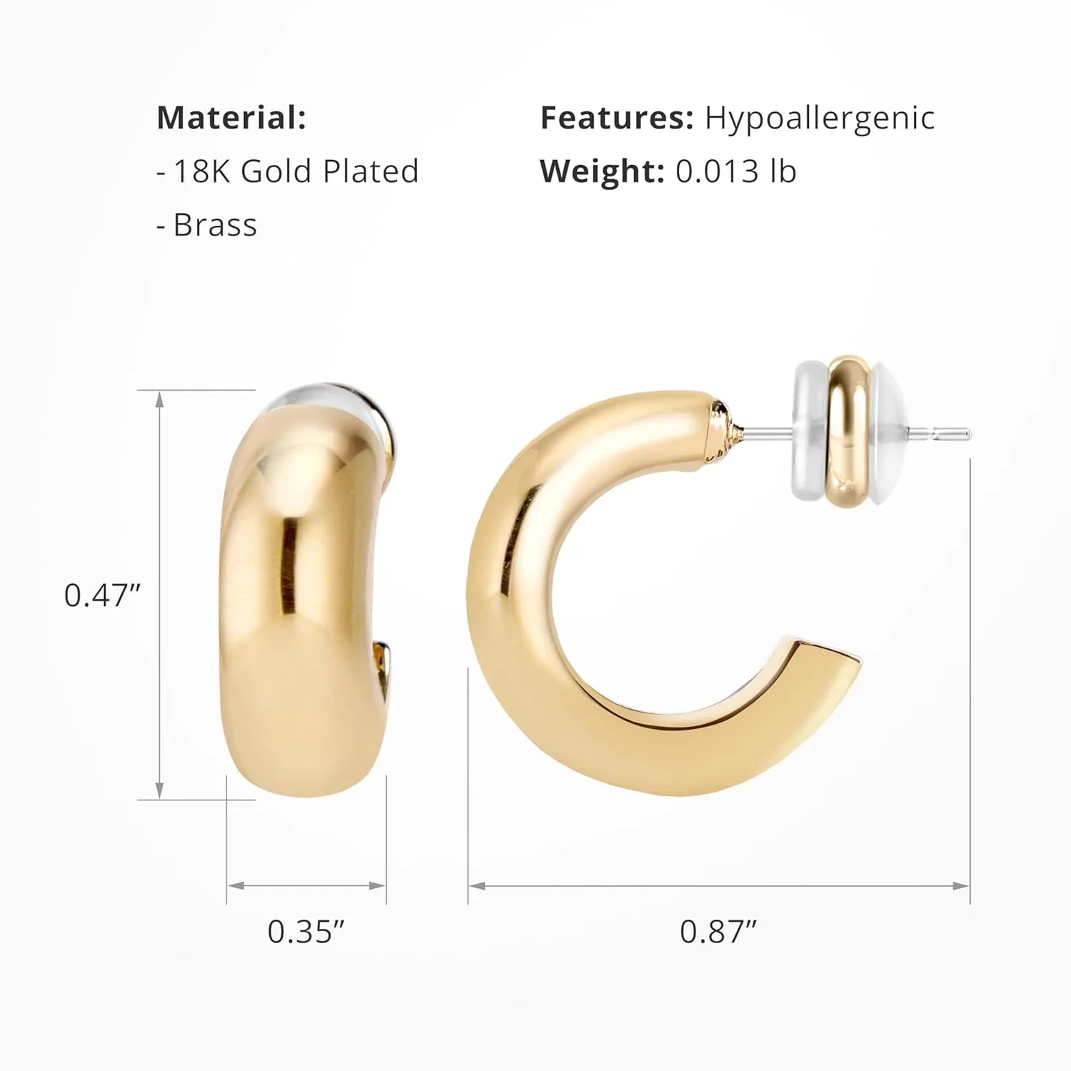 CoBi 18K Gold Plated Hoop Earrings for Women, Small Teardrop Earrings, Silver Twisted Hoop Earrings, CZ Hoop Earrings, Womens Everyday Jewelry Hypoallergenic, Chunky Thick Hoops, Ideal Gifts Choice