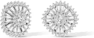 CoBi 18K Gold Plated Silver Stud Earrings for Women, Cubic Zirconia Butterflies Square Circle Heart Studs, Irregular Balls Pearl Clover Earrings, CZ Studs Set, Everyday Jewelry, Ideal Gift