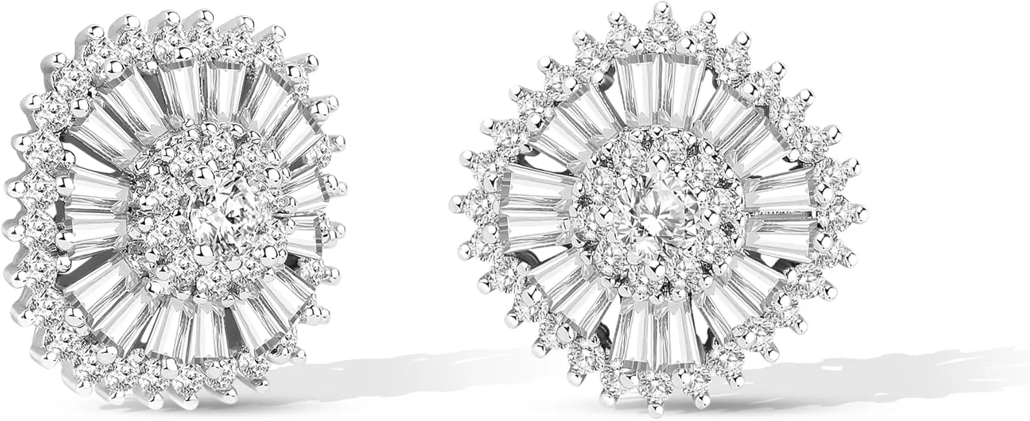 CoBi 18K Gold Plated Silver Stud Earrings for Women, Cubic Zirconia Butterflies Square Circle Heart Studs, Irregular Balls Pearl Clover Earrings, CZ Studs Set, Everyday Jewelry, Ideal Gift