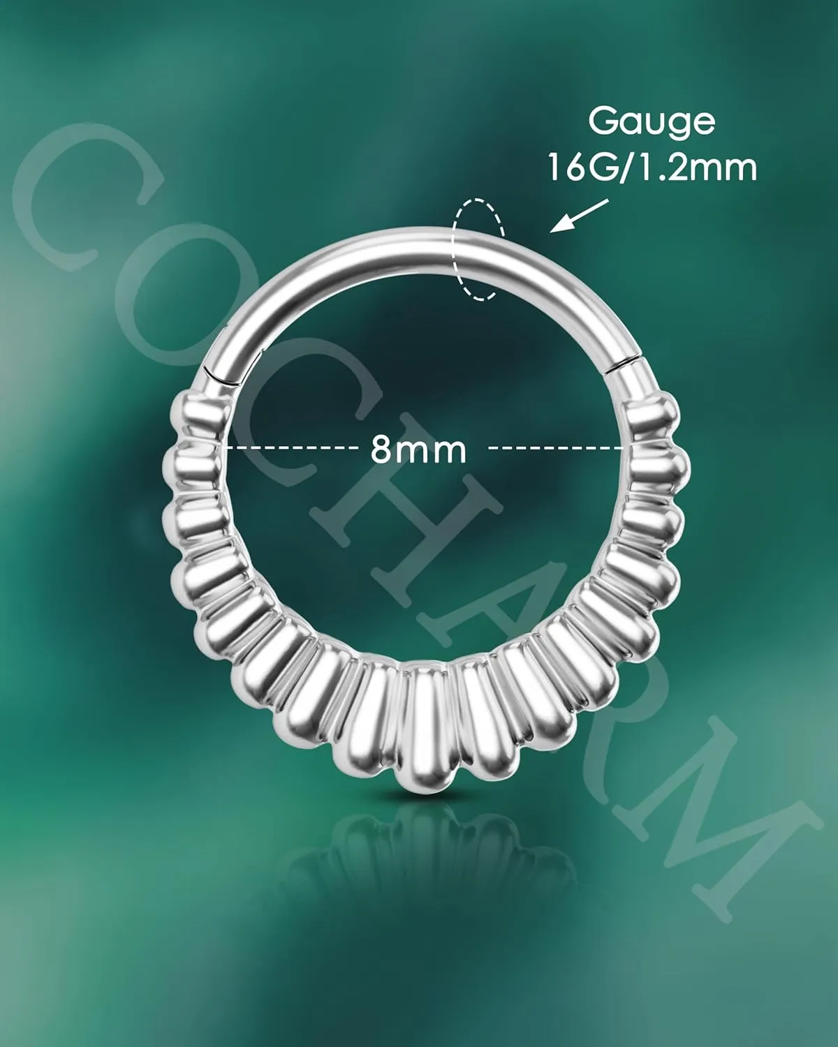 COCHARM V-Shaped Striped Septum Rings,16G Septum Jewelry, Stainless Steel Helix Daith Earrings for Women, Helix Daith Piercing Jewelry