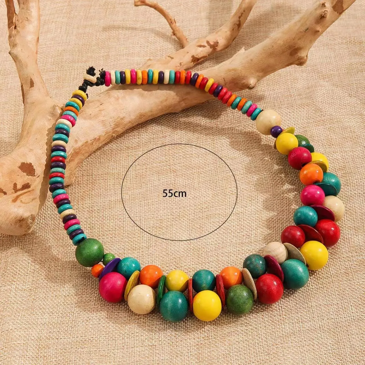 COLORFUL BLING Ethnic Large Chunky Wooden Beaded Necklaces Boho African Statement Necklace Handmade Tribal Collar Choker Bib Jewelry