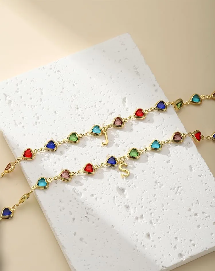 Colorful Heart Initial Necklaces for Women 14K Gold Plated Necklace Cute Choker Necklace Dainty Name Necklace Trendy Jewelry Birthday Gifts for Women