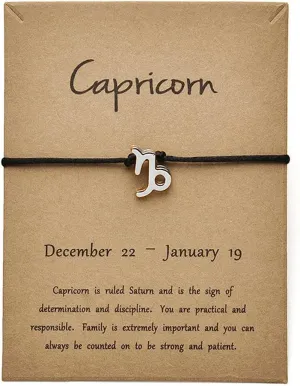 Constellation Bracelet Astrology Zodiac Rope Chain Adjustbale Anklet Friendship Jewelry Gift Card for Women Men
