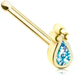 Covet Jewelry Golden Glamourous Sparkling Teardrop Nose Stud Ring