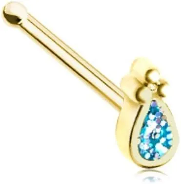 Covet Jewelry Golden Glamourous Sparkling Teardrop Nose Stud Ring