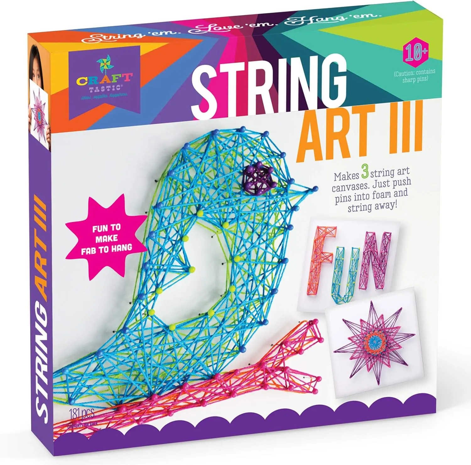 Craft-tastic DIY String Art  Craft Kit for Kids  Everything Included For 3 Fun Arts & Crafts Projects  Bird Series