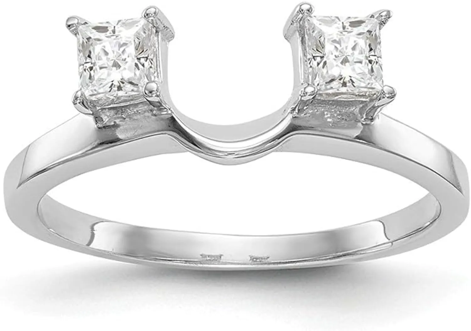 Created Princess Cut White Diamond 925 Sterling Silver 14K White Gold Finish Solitaire Warp Guard Wedding/Engagement Enhancer Ring For Women
